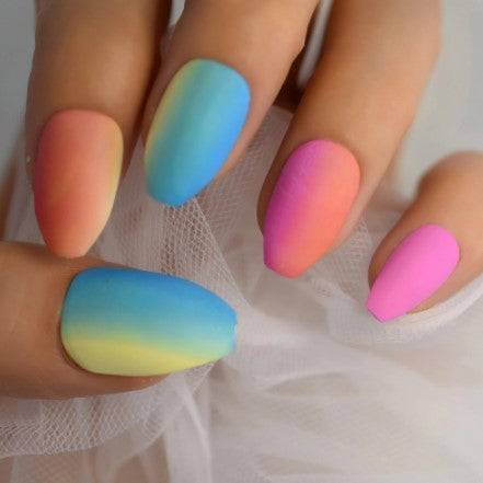 Press On Nails Rainbow Matte Ombre Almond Nail Kit - TGC Boutique - Press On Nails