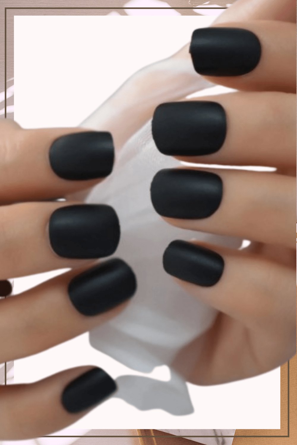 Press On Nails Short Black Matte Round Coffin Nail Kit - TGC Boutique - Press On Nails