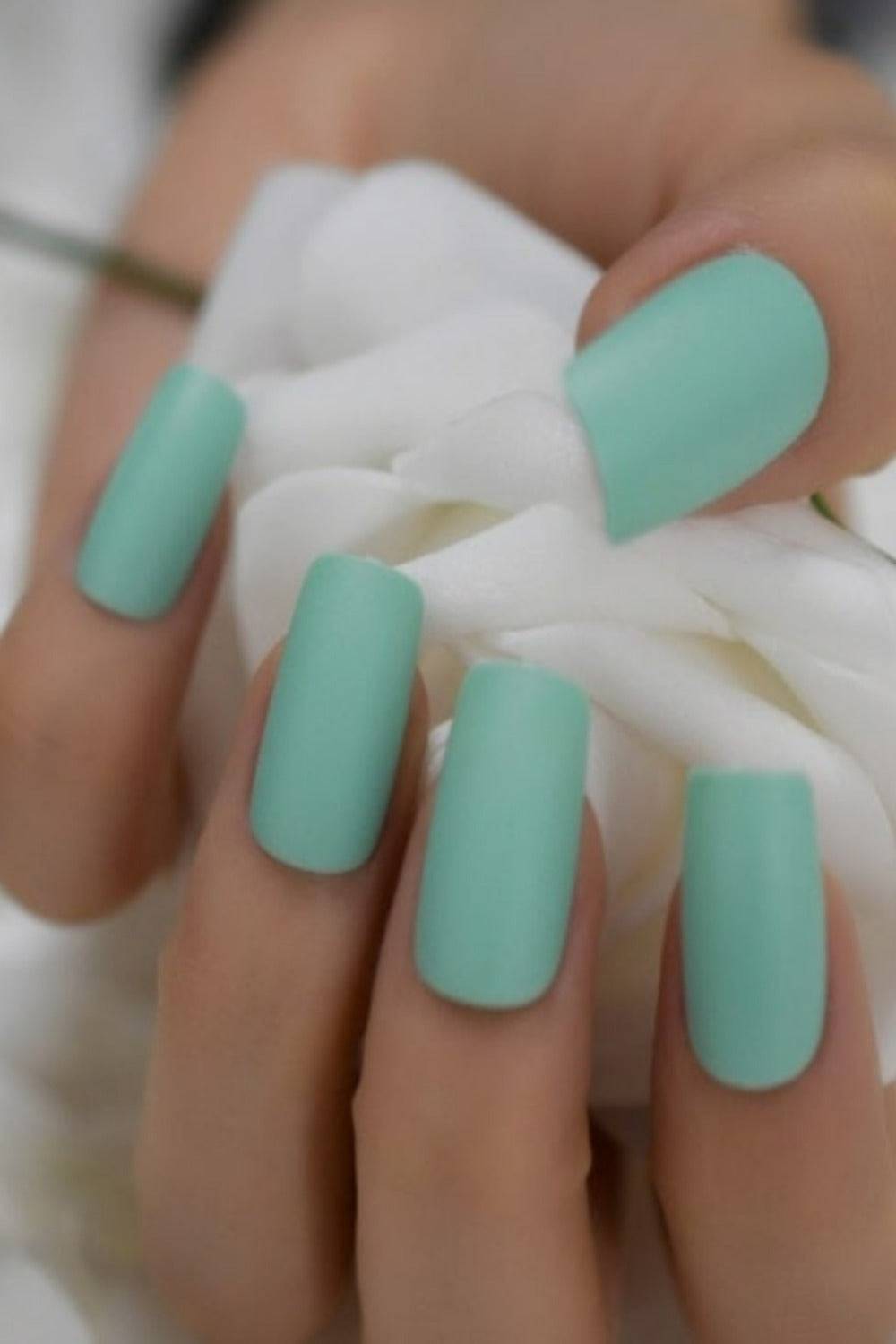 Press On Nails Short Mint Green Matte Square Nail Kit - TGC Boutique - Press On Nails