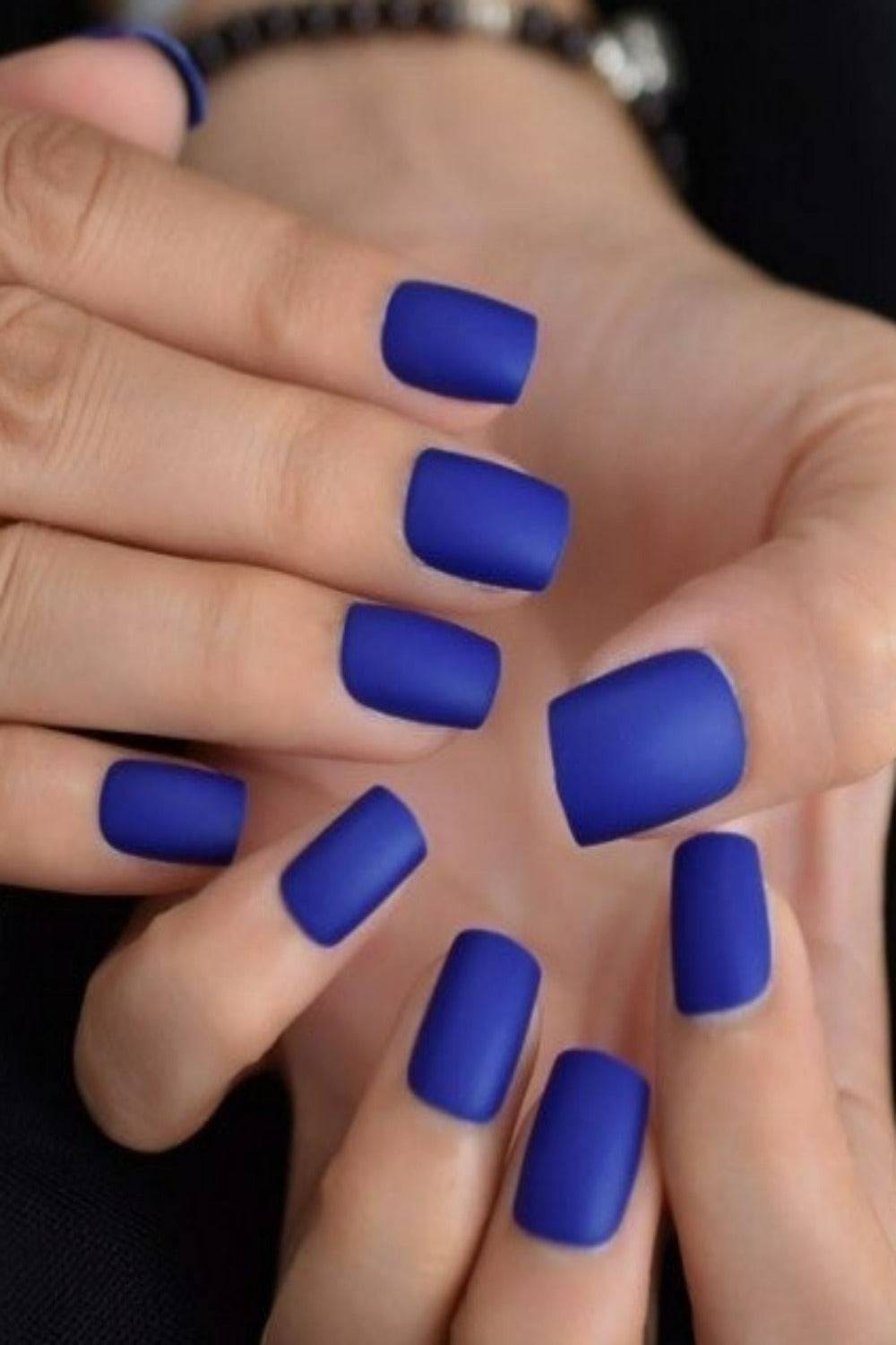 Press On Nails Short Royal Blue Matte Square Nail Kit - TGC Boutique - Press On Nails