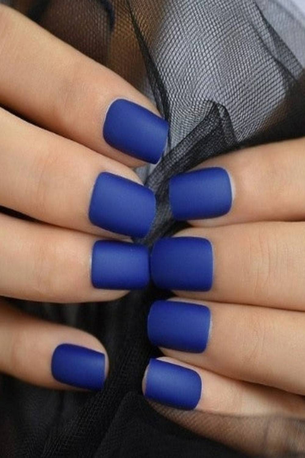 Press On Nails Short Royal Blue Matte Square Nail Kit - TGC Boutique - Press On Nails