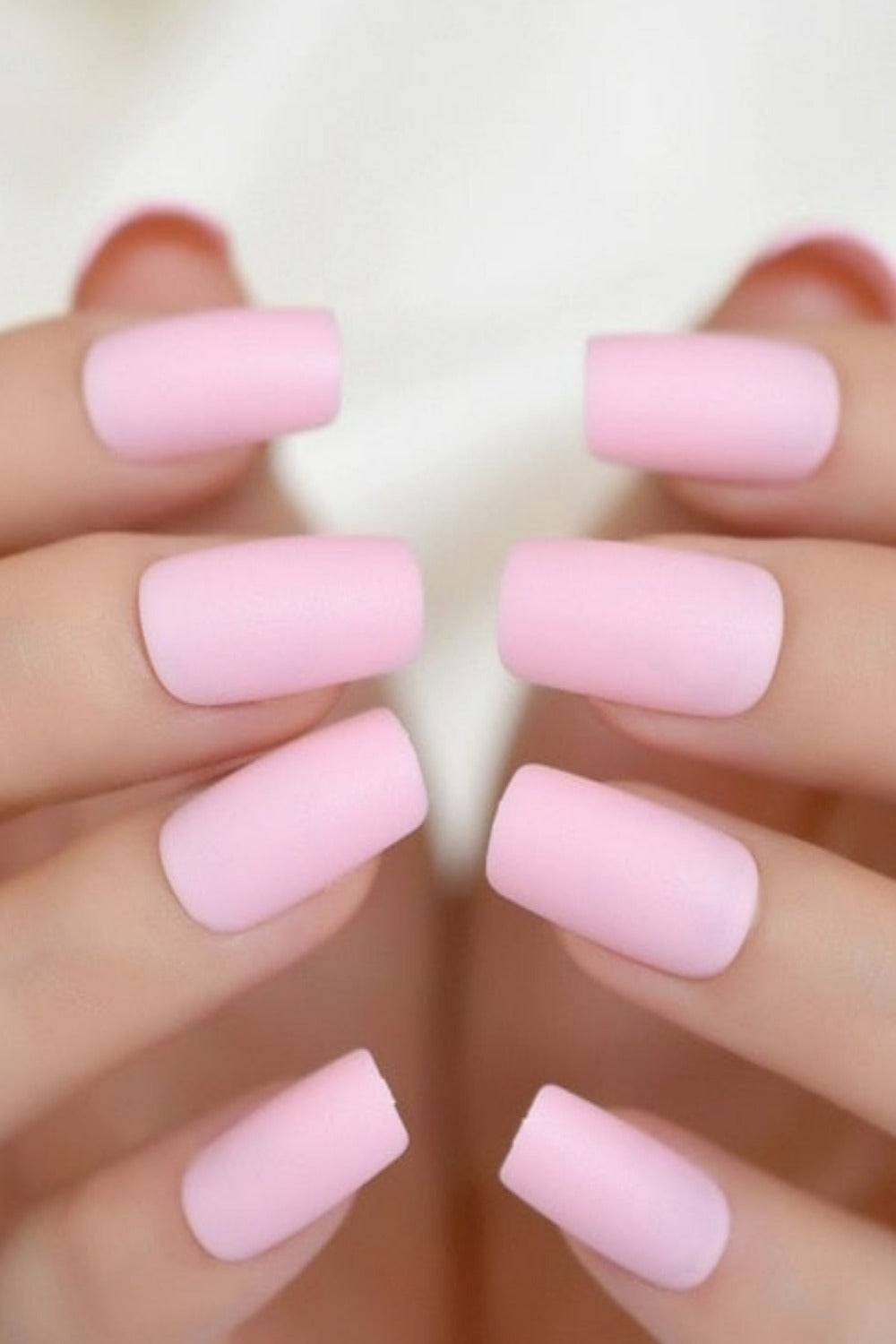 Press On Nails Square Matte Light Pink Nail Kit - TGC Boutique - Press On Nails