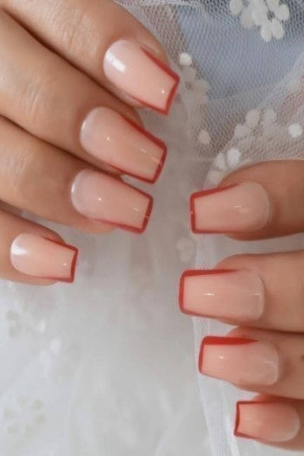 Press On Nails Square Red French Tip Nail Kit - TGC Boutique - Press On Nails