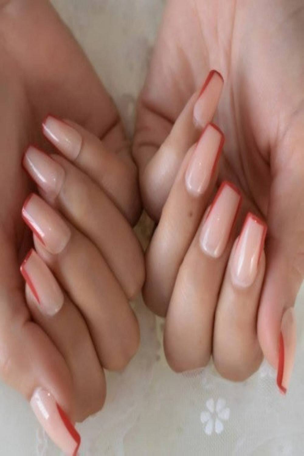 Press On Nails Square Red French Tip Nail Kit - TGC Boutique - Press On Nails