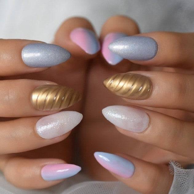 Press On Nails Unicorn Almond Glossy Nail Kit - TGC Boutique - Press On Nails