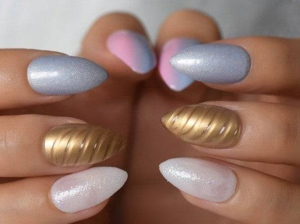 Press On Nails Unicorn Almond Glossy Nail Kit - TGC Boutique - Press On Nails