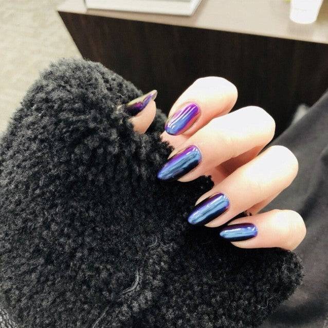 Press On Nails Violet Glossy Almond Nail Kit - TGC Boutique - Press On Nails