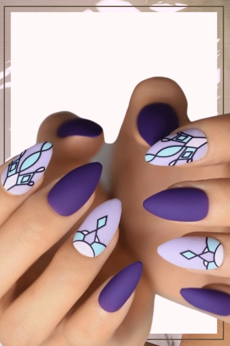 Press On Nails Violet Matte Almond Purple Nail Kit - TGC Boutique - Press On Nails