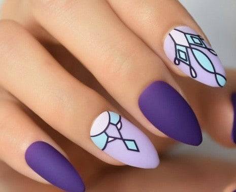 Press On Nails Violet Matte Almond Purple Nail Kit - TGC Boutique - Press On Nails