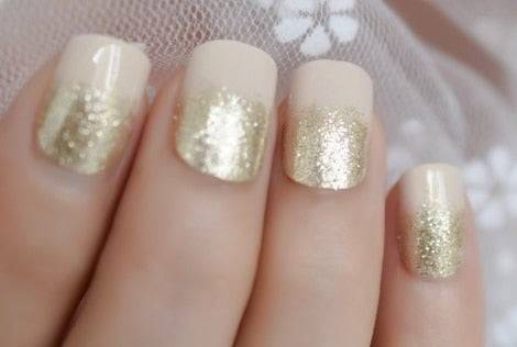Press On Nails White And Gold French Glossy Square Nail Kit - TGC Boutique - Press On Nails