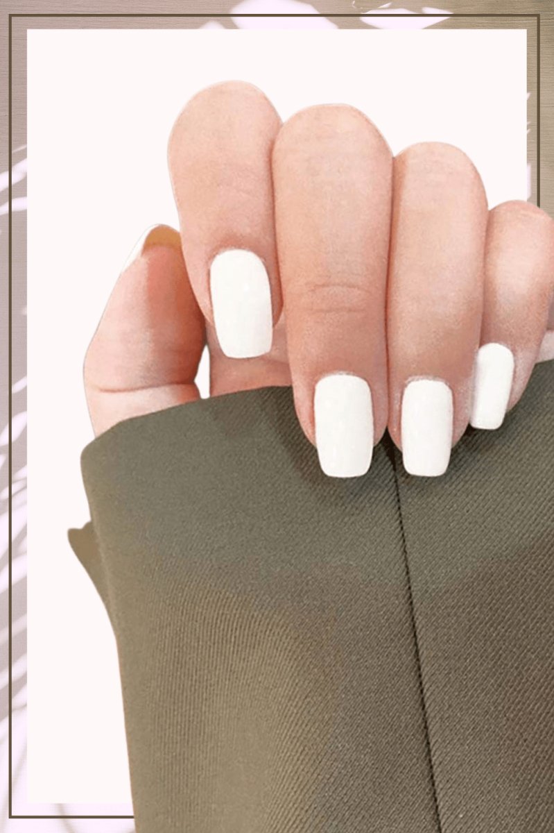 Press On Nails White Glossy Square Nail Kit - TGC Boutique - Press On Nails