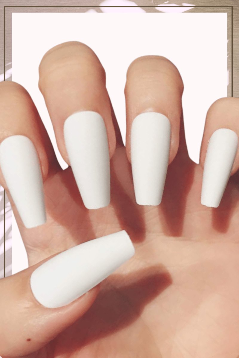 Press On Nails White Matte Coffin Nail Kit - TGC Boutique - Press On Nails