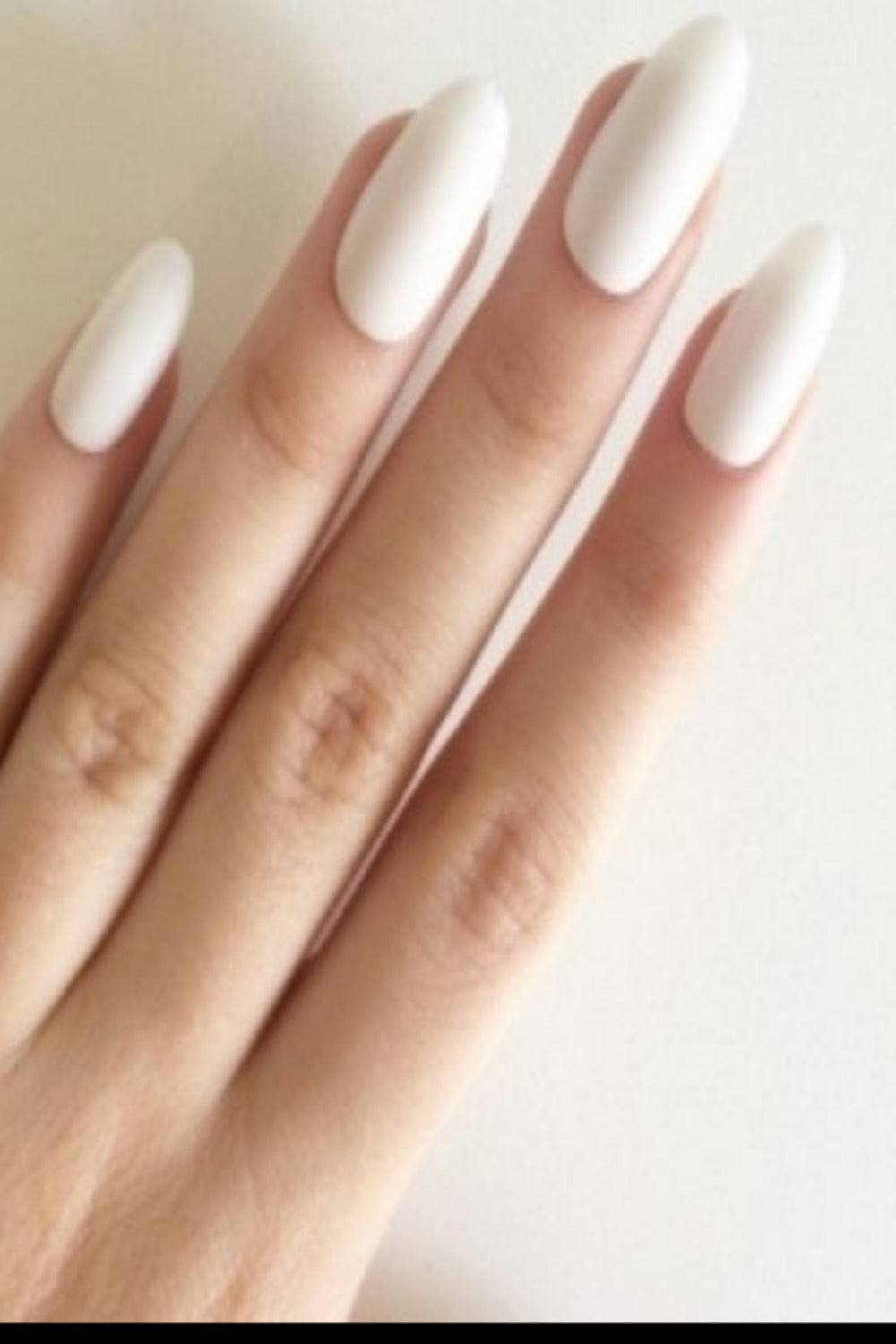 Press On Nails White Matte Round Nail Kit - TGC Boutique - Press On Nails