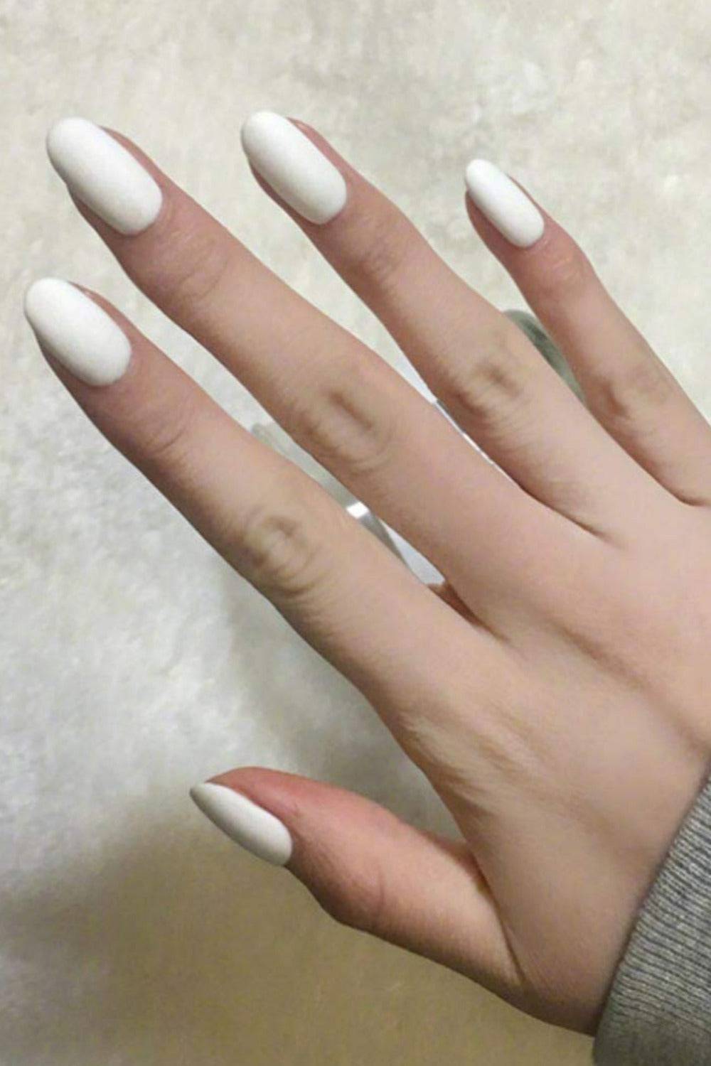 Press On Nails White Matte Round Nail Kit - TGC Boutique - Press On Nails