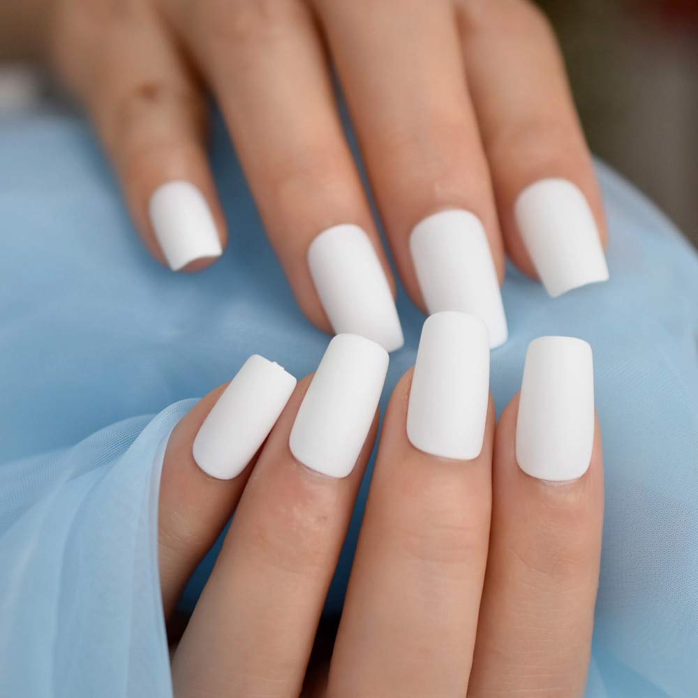Press On Nails White Matte Square Nail Kit - TGC Boutique - Press On Nails