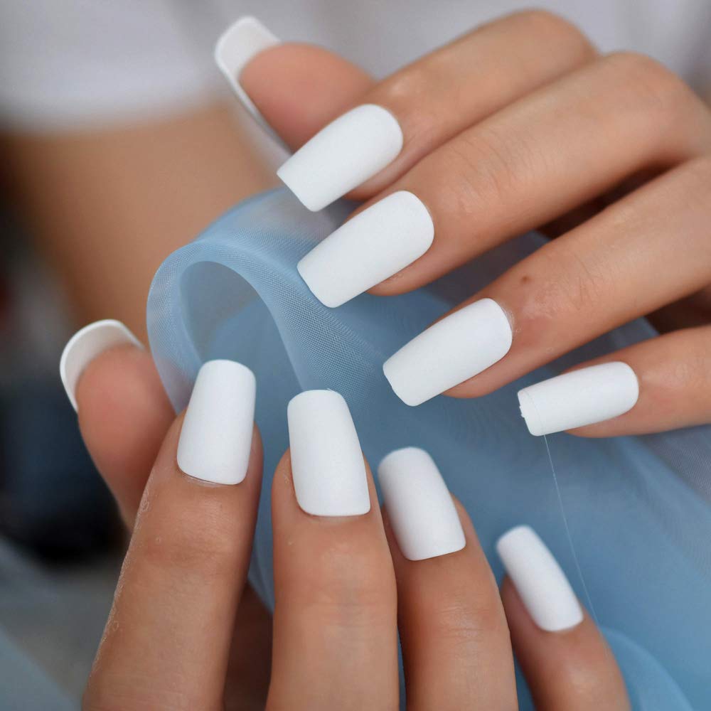 Press On Nails White Matte Square Nail Kit - TGC Boutique - Press On Nails