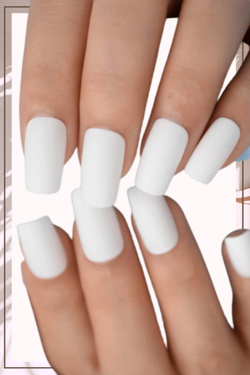 Press On Nails White Matte Square Nail Kit - TGC Boutique - Press On Nails