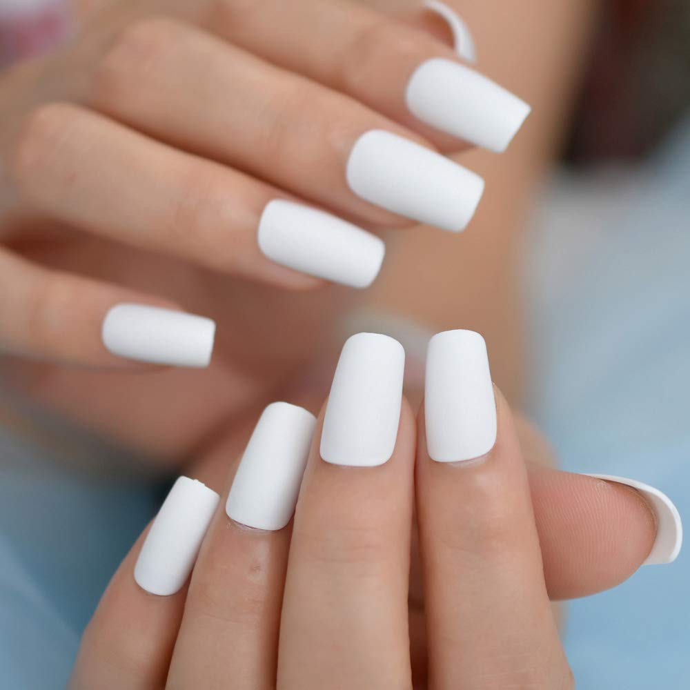 Press On Nails White Matte Square Nail Kit - TGC Boutique - Press On Nails