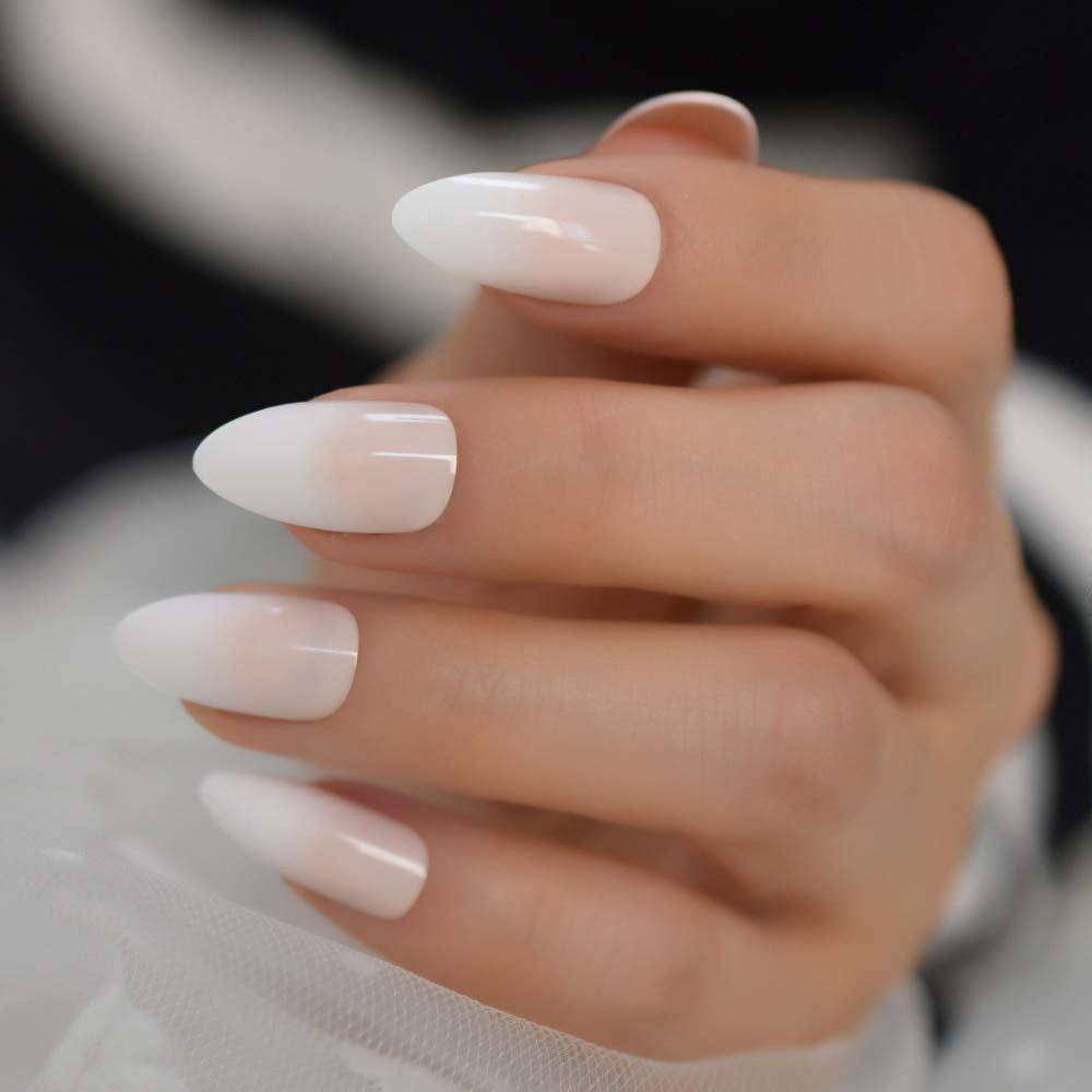 Press On Nails White Ombre French Almond Nail Kit - TGC Boutique - Press On Nails