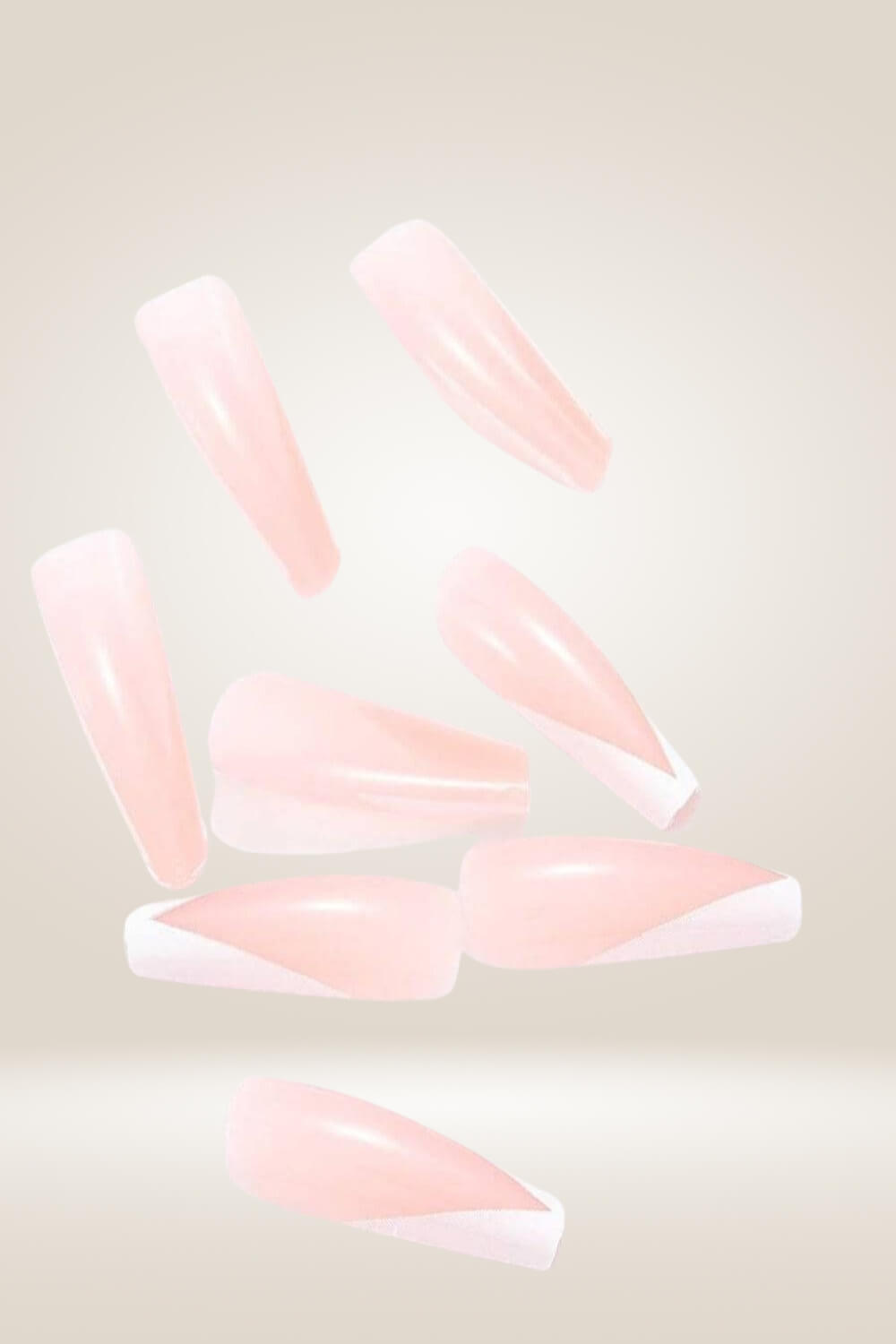 Press On Nails White Triangle French Tip Coffin Nail Kit - TGC Boutique - Press On Nails