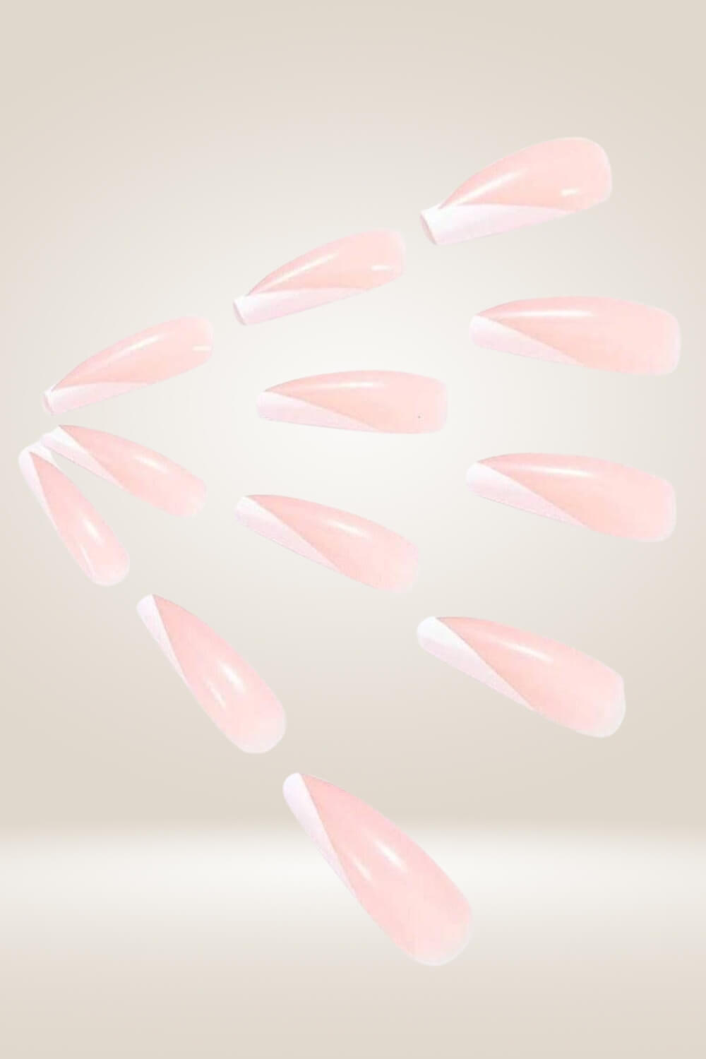 Press On Nails White Triangle French Tip Coffin Nail Kit - TGC Boutique - Press On Nails