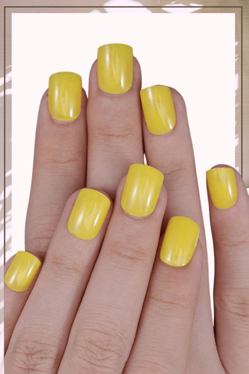 Press On Nails Yellow Glossy Square Nail Kit - TGC Boutique - Press On Nails