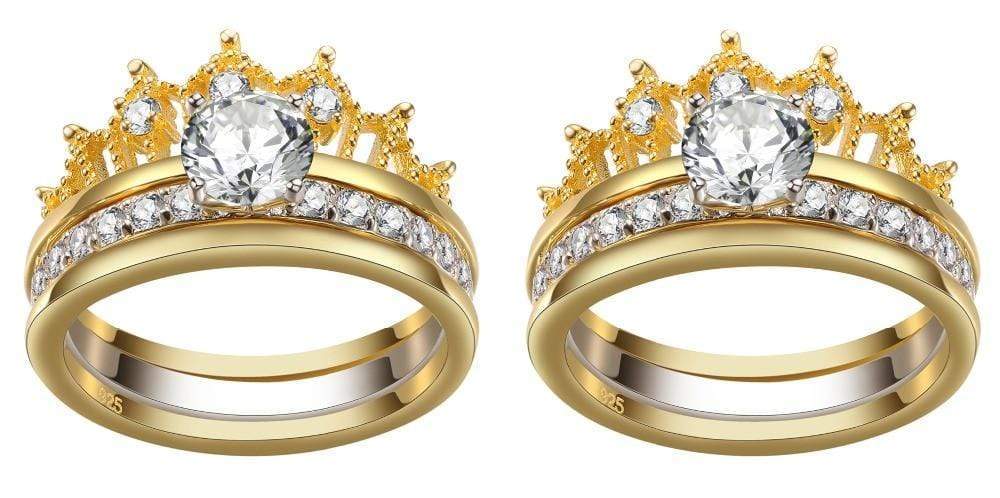 Princess Crown Engagement Rings Set - TGC Boutique - Rings