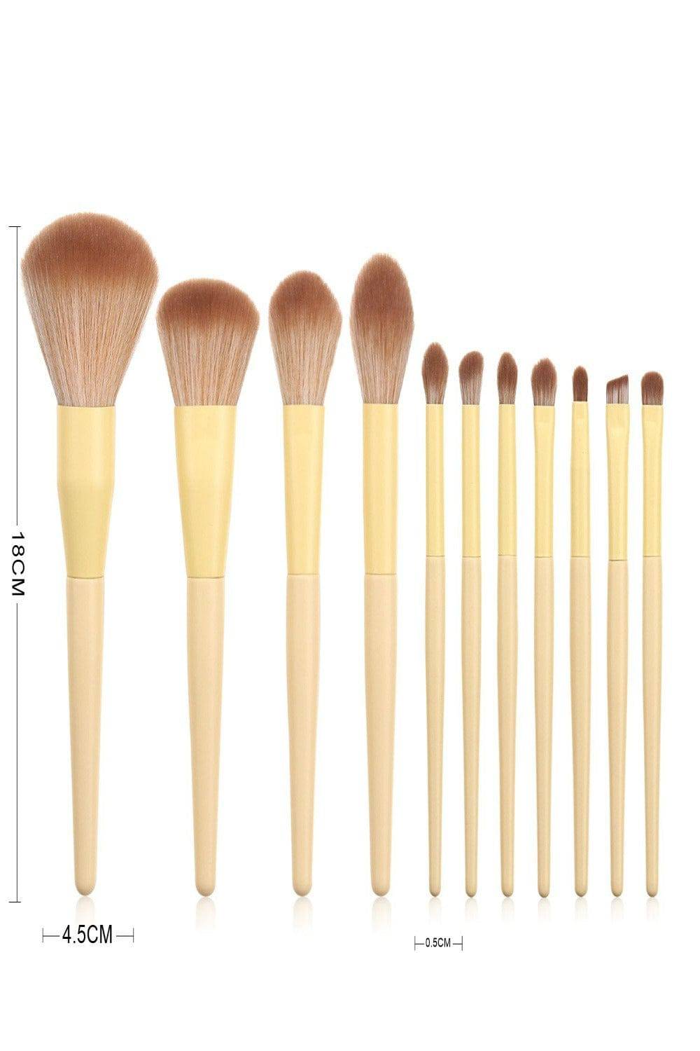 Professional Vegan Yellow & Rose Gold Makeup Brush Set - 11 Pcs - TGC Boutique - Makeup Brush Set