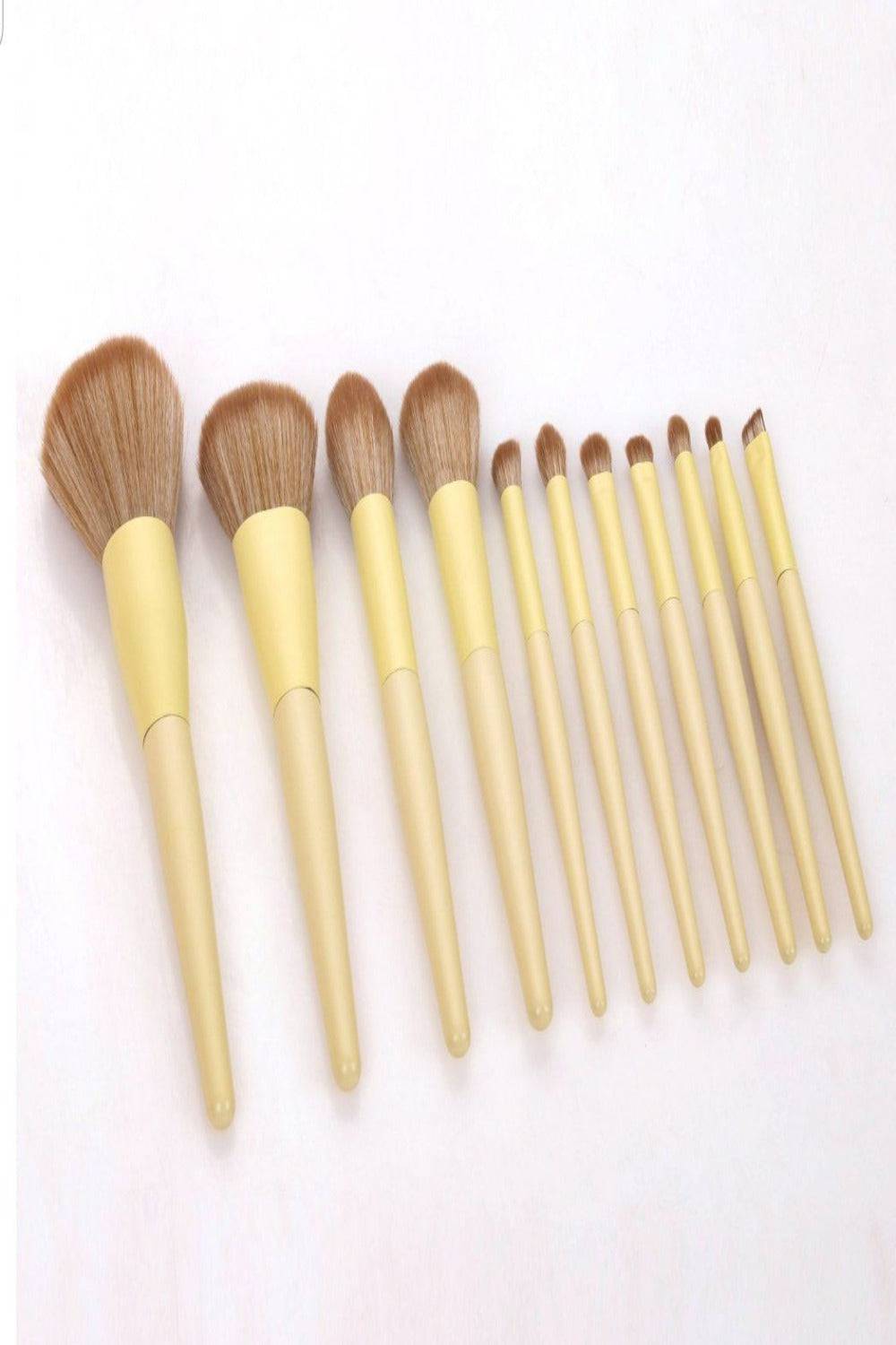 Professional Vegan Yellow & Rose Gold Makeup Brush Set - 11 Pcs - TGC Boutique - Makeup Brush Set