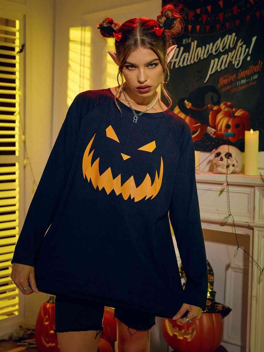 Pumpkin Grin Halloween Graphic Oversized T Shirt - TGC Boutique - T Shirt