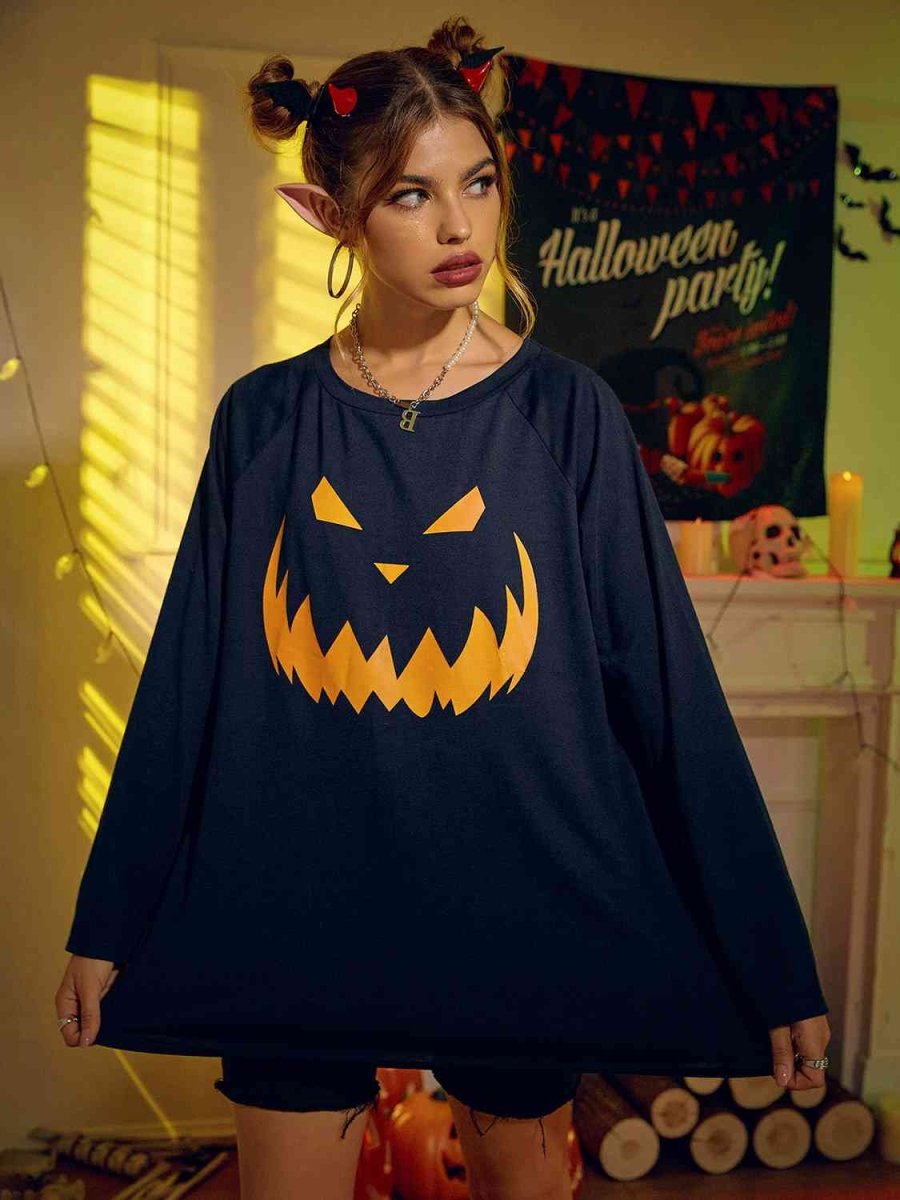 Pumpkin Grin Halloween Graphic Oversized T Shirt - TGC Boutique - T Shirt