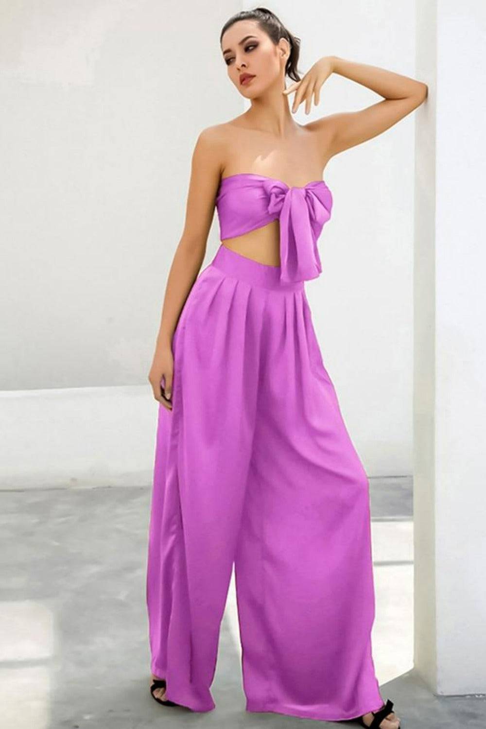 Purple Wide Leg Pants 2 Piece Set - TGC Boutique - 2 Piece Set