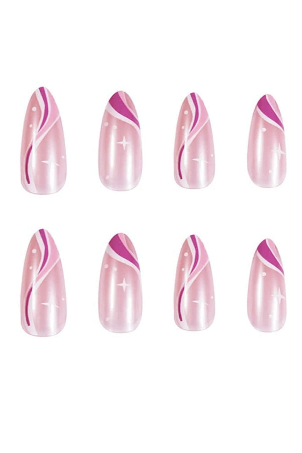 Rainbow Purple And White French Tip Wave Swirl Press On Nails Kit - TGC Boutique - Press On Nails