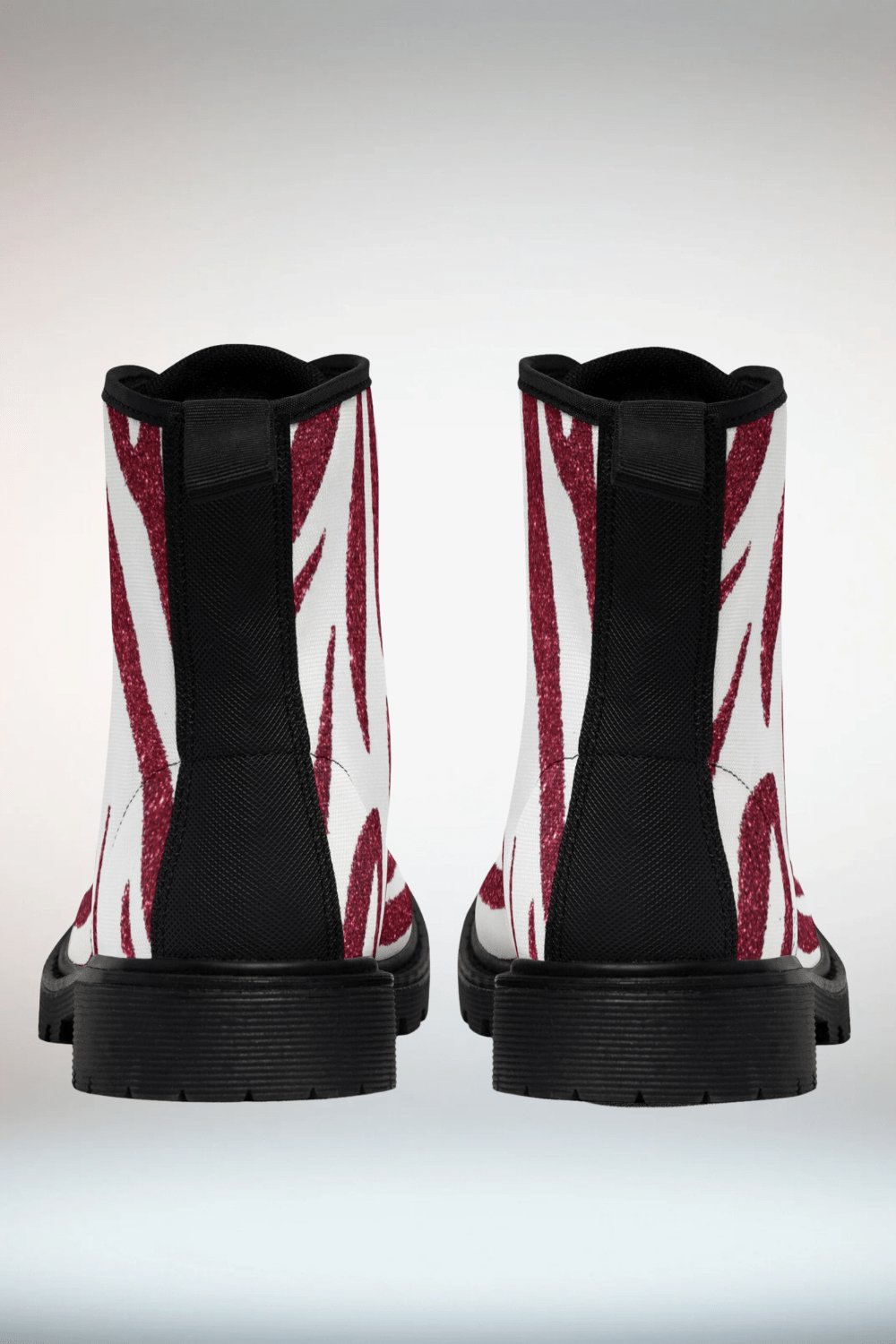 Red And White Glitter Combat Boots - Black Sole - TGC Boutique - Combat Boots