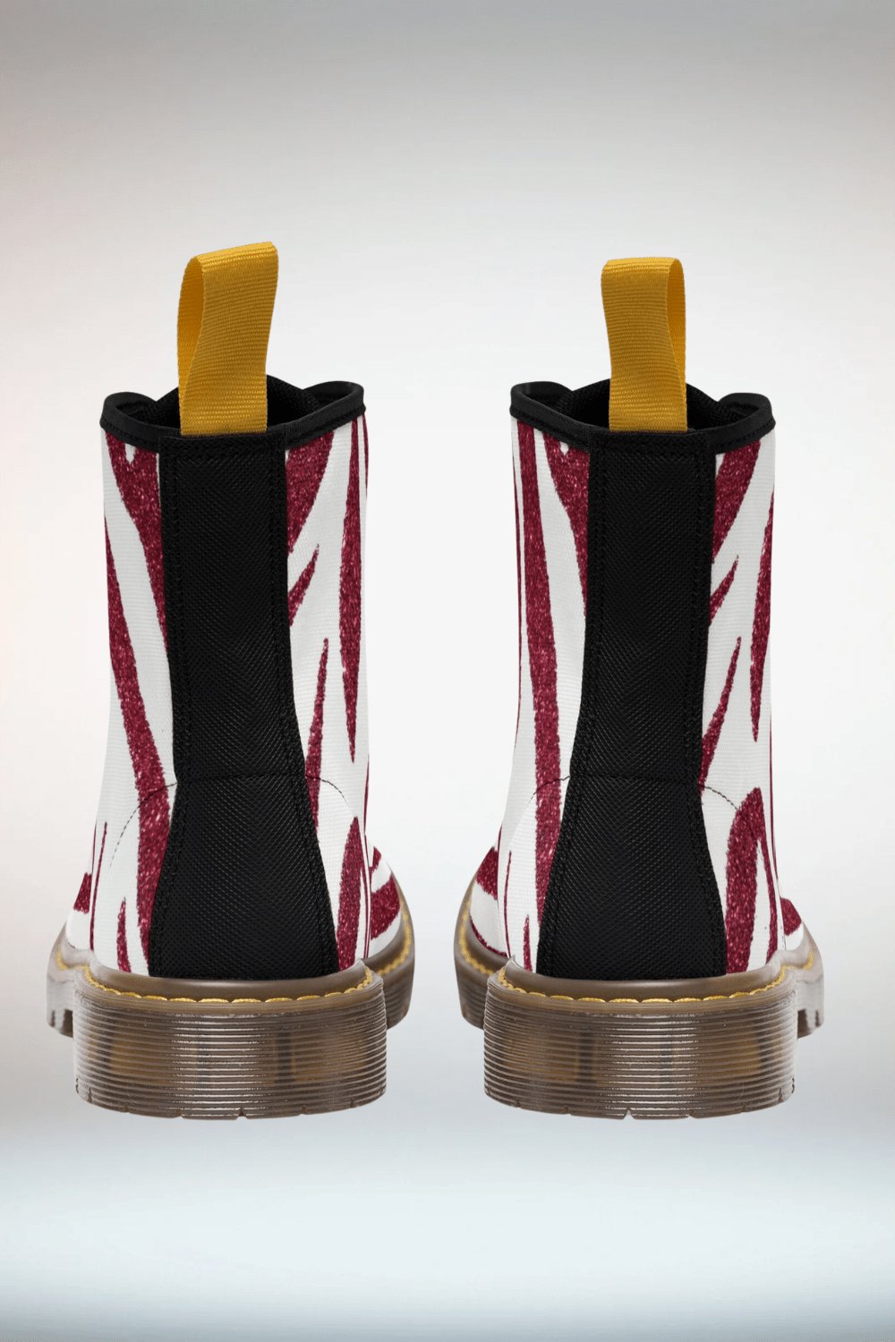 Red And White Glitter Combat Boots - Brown Sole - TGC Boutique - Combat Boots