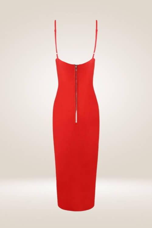 Red Cut Out Midi Bodycon Dress - TGC Boutique - Bodycon Dress