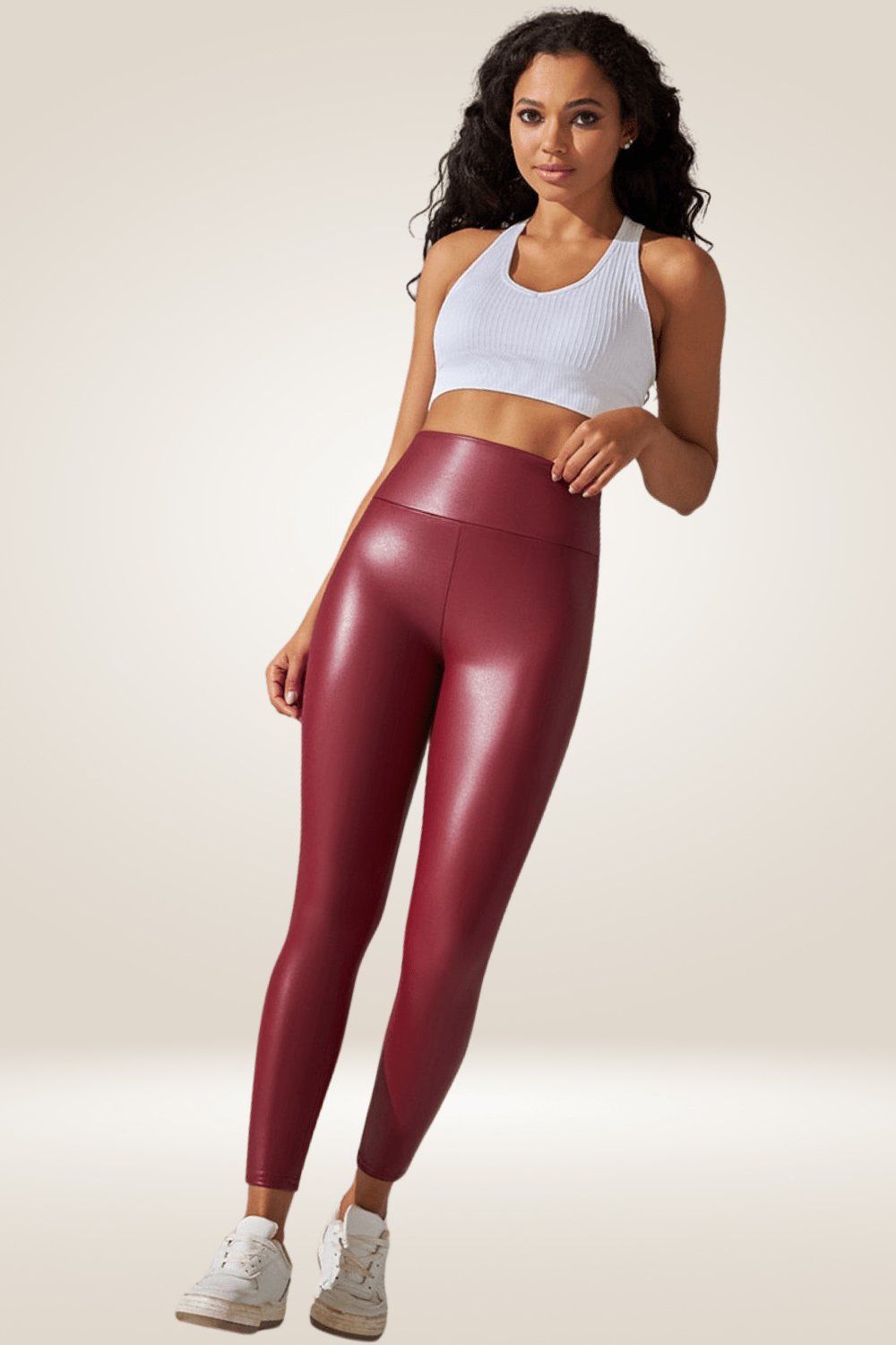 Red High Waisted Faux Leather Leggings - TGC Boutique - Leggings