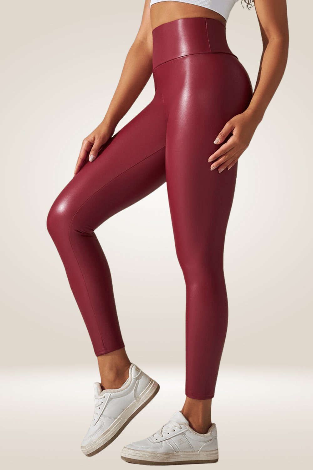 Red High Waisted Faux Leather Leggings - TGC Boutique - Leggings