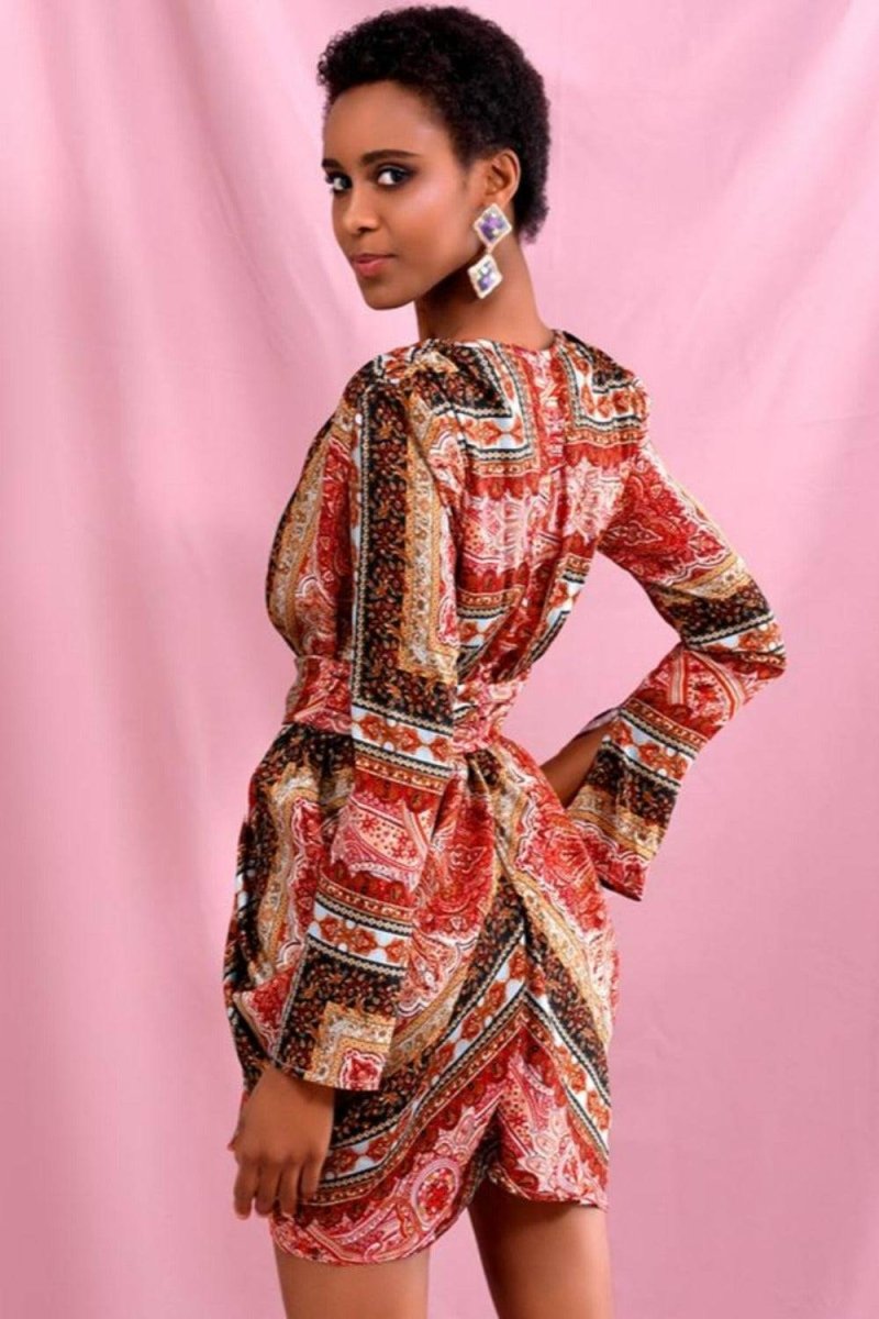 Red Vintage Versace Print Mini Dress - TGC Boutique - Bodycon Dress