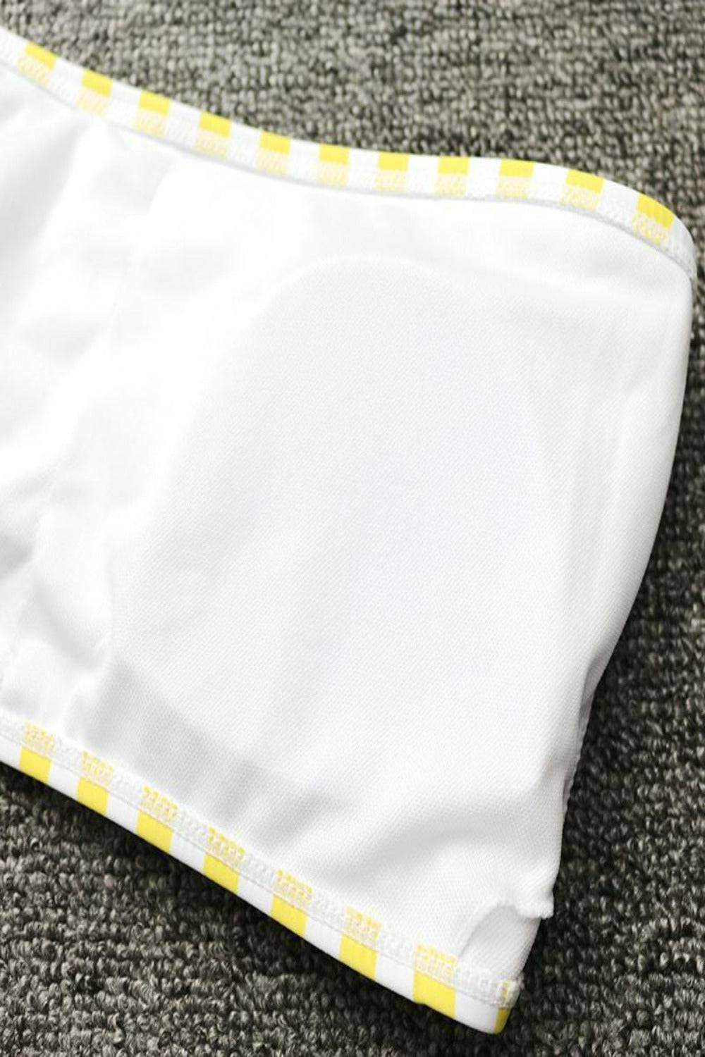 Retro Yellow Striped Strapless Bikini - TGC Boutique - Yellow Stirpes Swimsuit