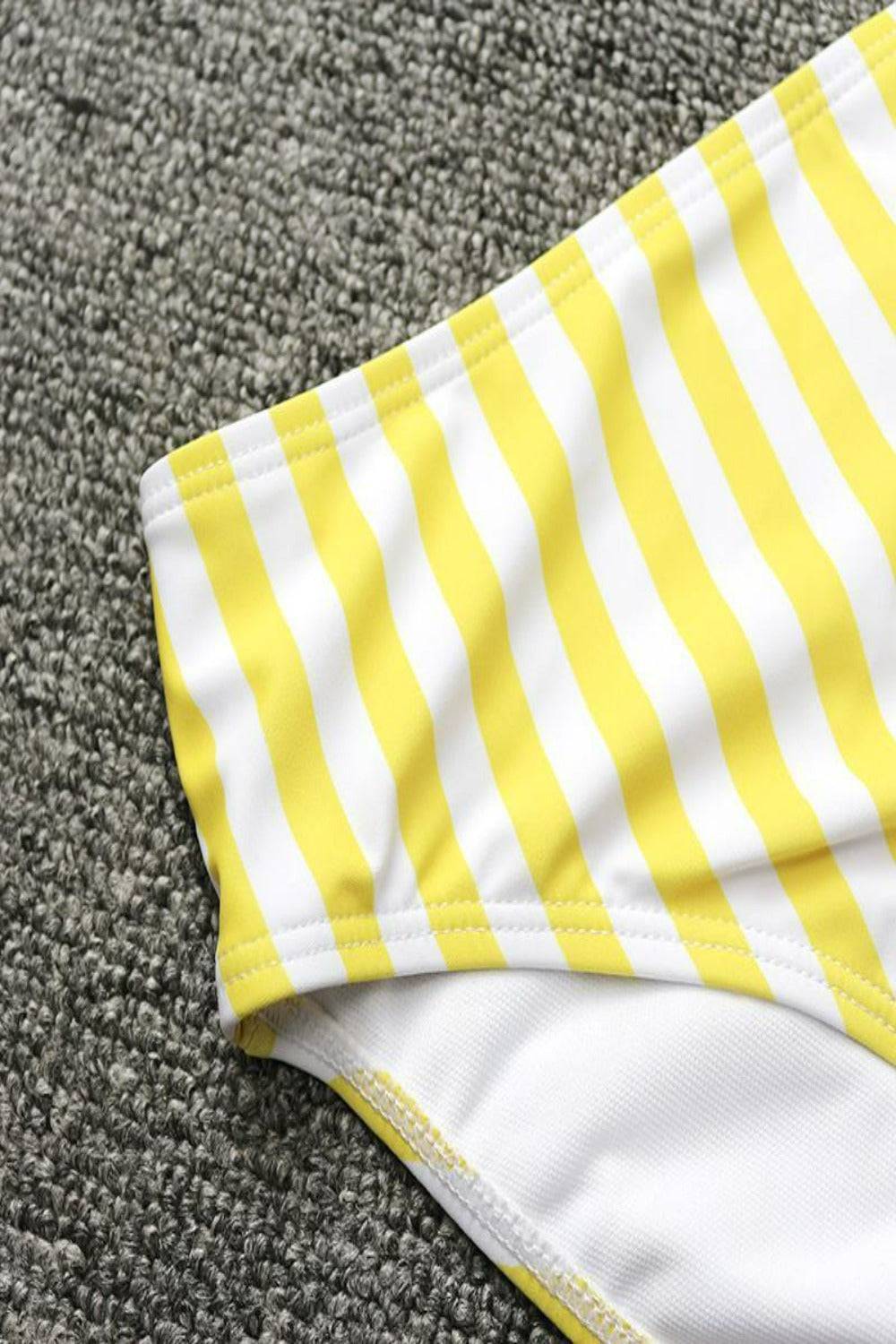 Retro Yellow Striped Strapless Bikini - TGC Boutique - Yellow Stirpes Swimsuit