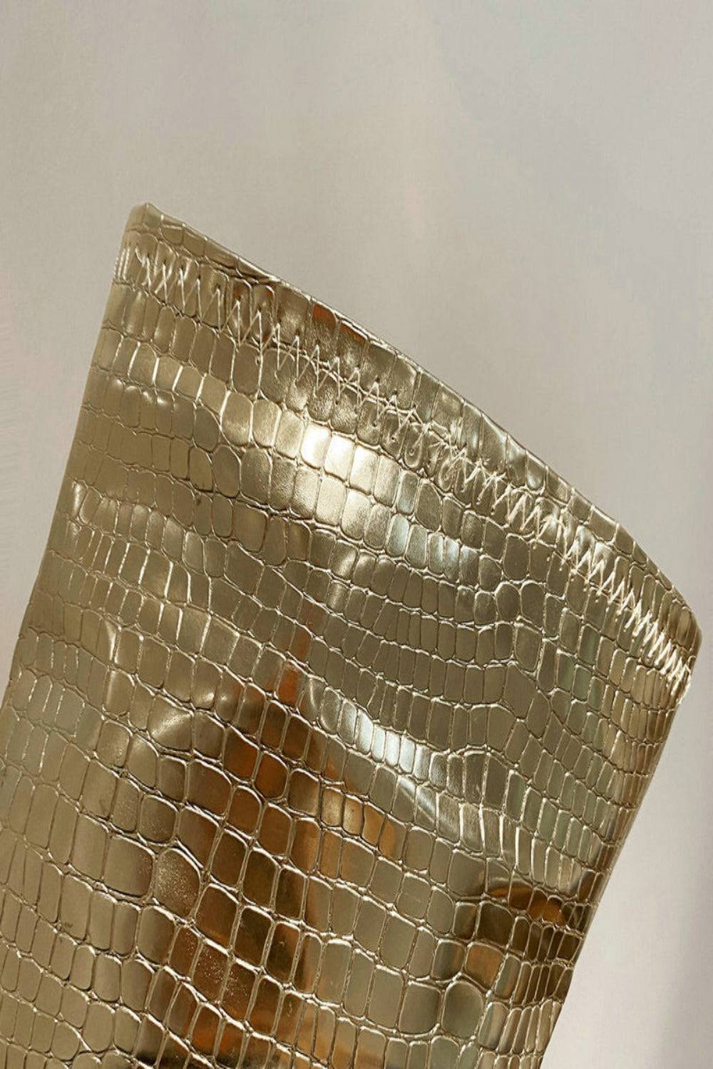 Ruby Metallic Knee High Gold Crocodile Boots - TGC Boutique - Gold Boots