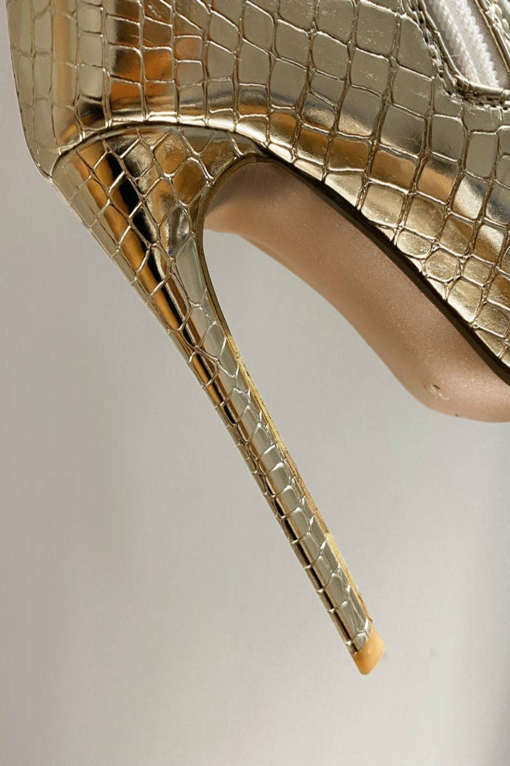 Ruby Metallic Knee High Gold Crocodile Boots - TGC Boutique - Gold Boots