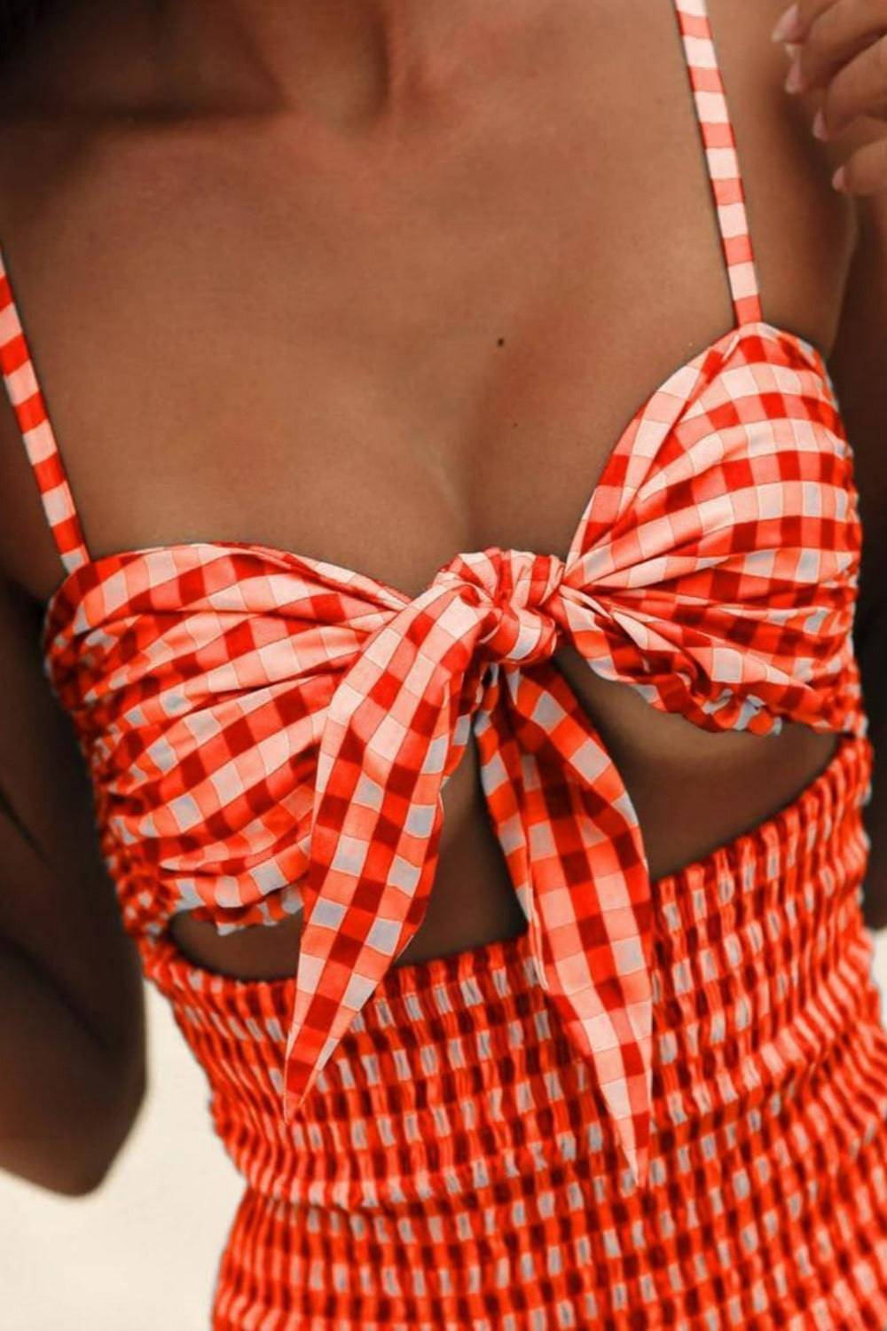 Ruched Cut Out One Piece Swimsuit - Red - TGC Boutique - Swimsuit