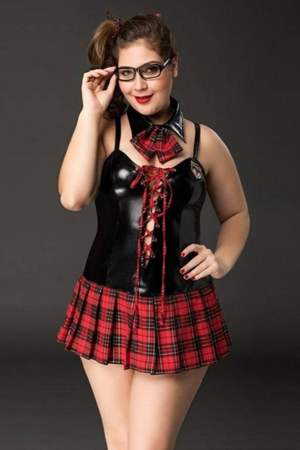 School Girl Plus Size Latex Dress Costume - Elegant & Playful - TGC Boutique - Halloween Costume
