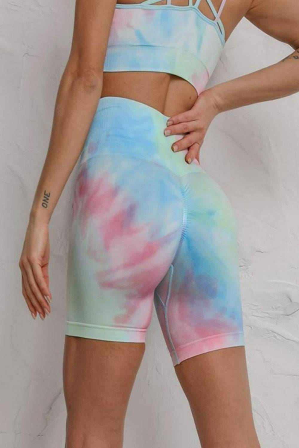 Seamless Tie Dye Gym Workout Yoga Leggings 2 Piece Set - TGC Boutique - Activewear Set