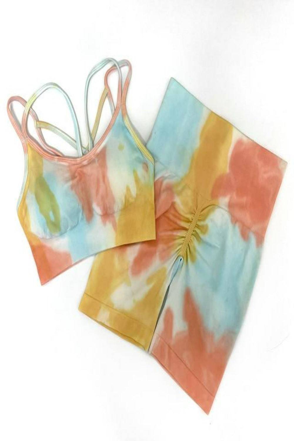 Seamless Tie Dye Gym Workout Yoga Leggings 2 Piece Set - TGC Boutique - Activewear Set