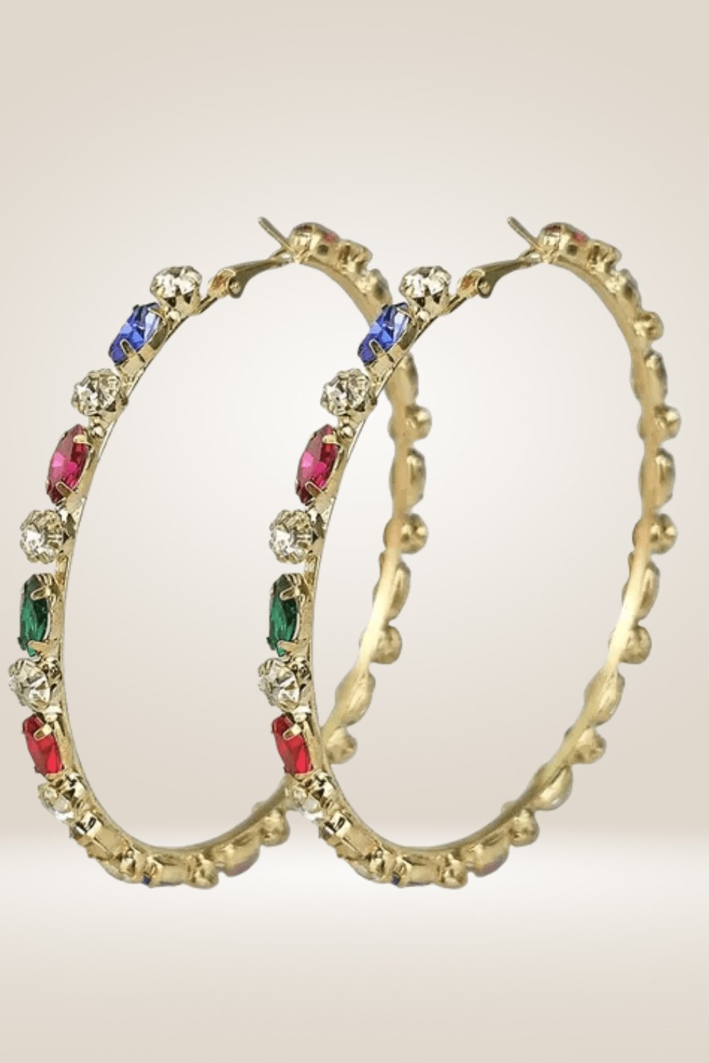 Shiny Rhinestone Gems Statement Huge Hoop Earrings - TGC Boutique - Hoop Earrings