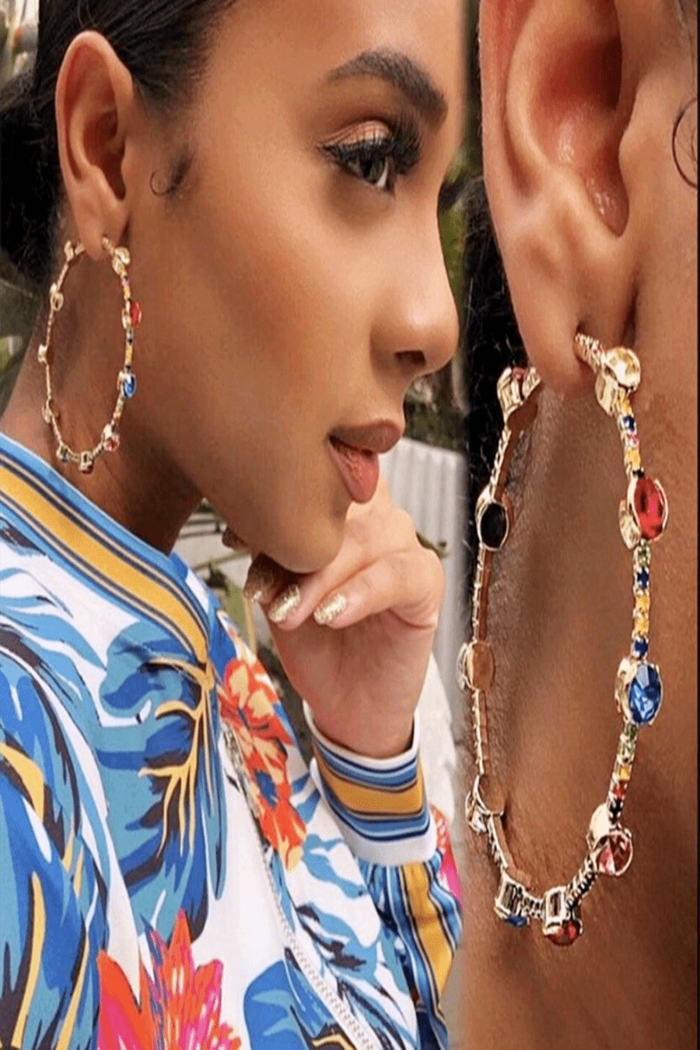 Shiny Rhinestone Gems Statement Huge Hoop Earrings - TGC Boutique - Hoop Earrings