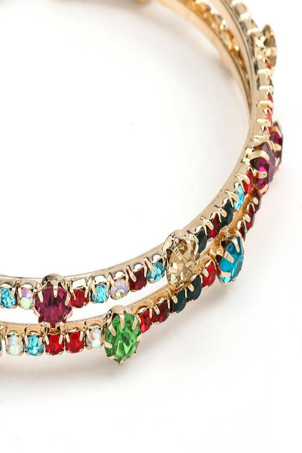 Shiny Rhinestone Gems Statement Huge Hoop Earrings - TGC Boutique - Hoop Earrings